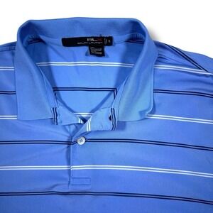 RLX‎ Ralph Lauren Golf Polo Men's XL Blue Striped Short Sleeve Performance